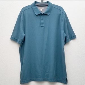 ​Nordstrom Men's Polo Shirt XL Teal Indigo Short Sleeve Cotton Pique